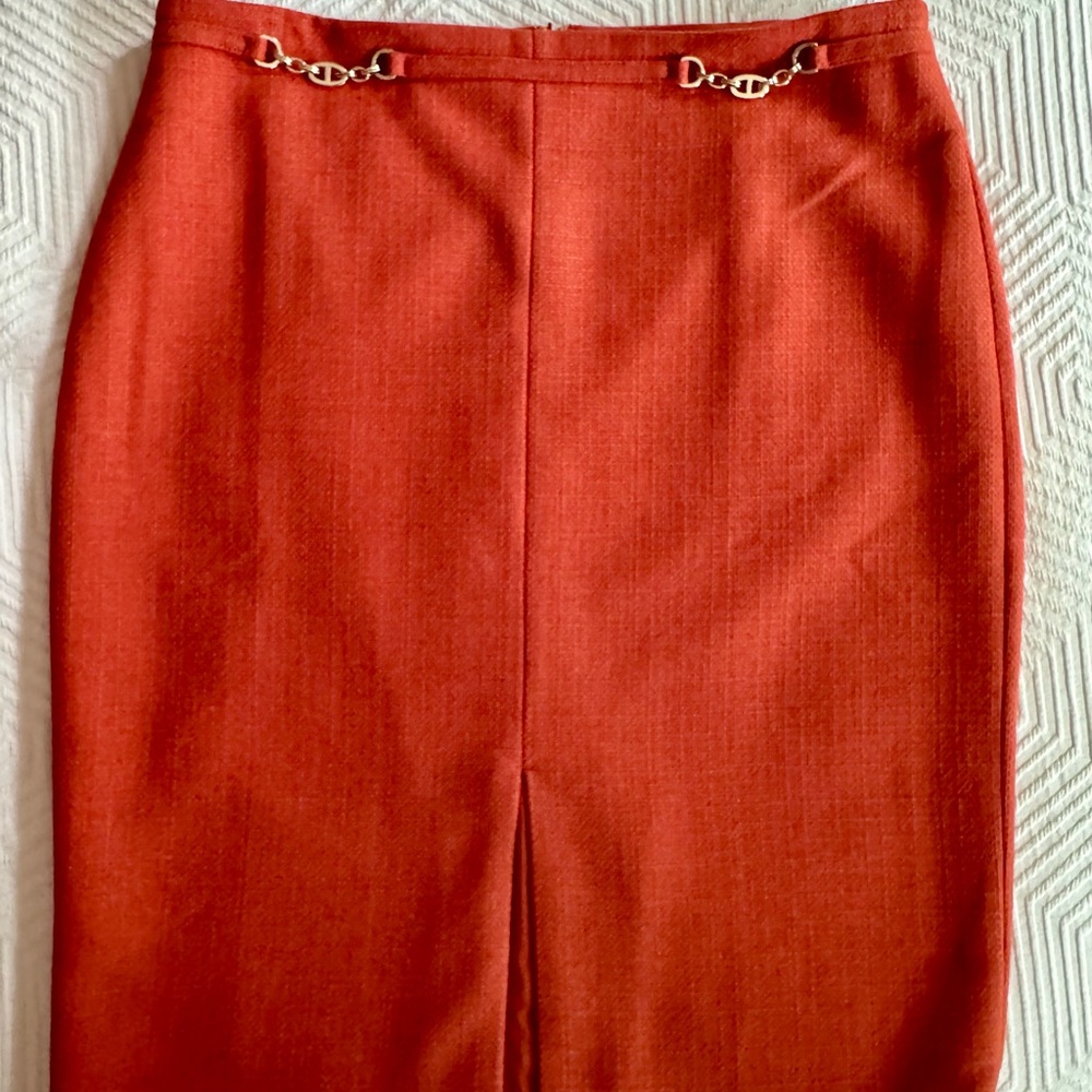 Ann Taylor Basketweave Chain Waist Pencil Skirt